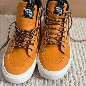 Vans High-Top Sneakers in Bright Orange and White